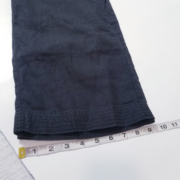 Talbots Petites Iris Linen Black Belted Straight Leg Pants - Picture 8 of 10